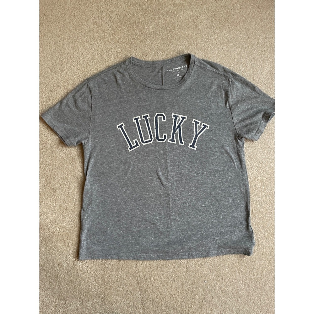 Lucky Brand Gray Short Sleeve Graphic T Shirt Womens XS‎